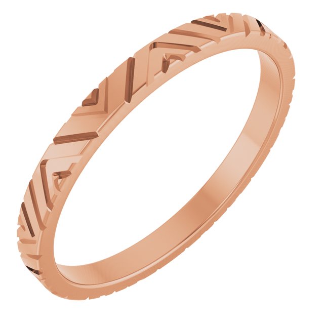 14K Rose Art Deco Patterned Band Size 8