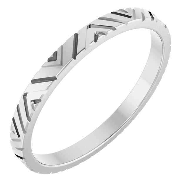 Continuum Sterling Silver Art Deco Patterned Band Size 4.5