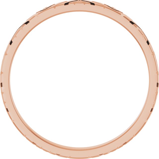 14K Rose Art Deco Patterned Band Size 8
