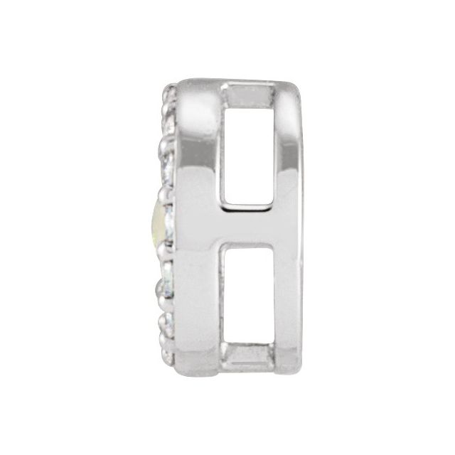 14K White Natural White Opal & .05 CTW Natural Diamond Halo-Style Pendant