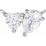 14K White 1/2 CTW Lab-Grown Diamond Two-Stone Necklace Center