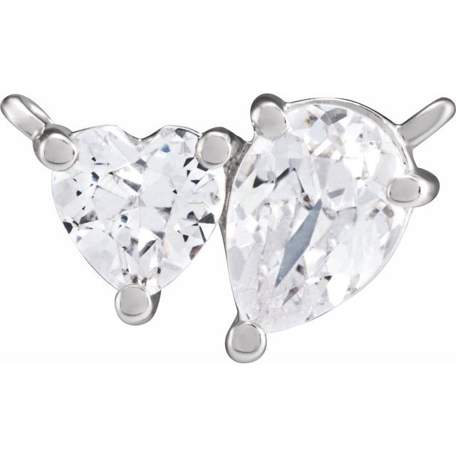 14K White 1/2 CTW Lab-Grown Diamond Two-Stone Necklace Center