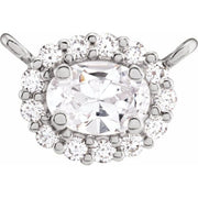 14K White 3/8 CTW Natural Diamond Halo-Style Necklace Center