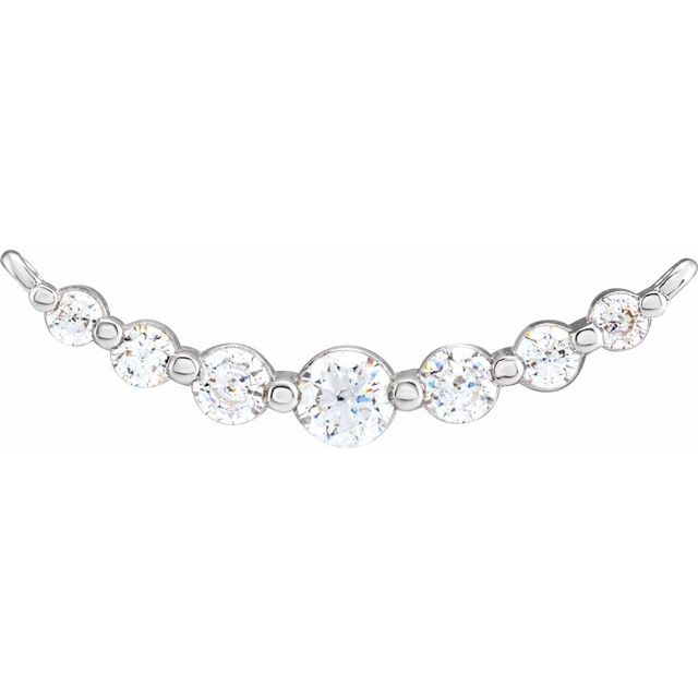 14K White 1/4 CTW Natural Diamond Bar Necklace Center