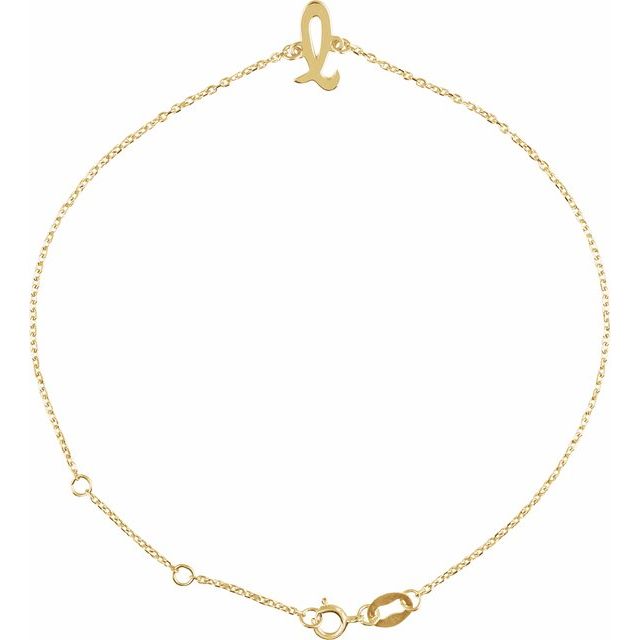 14K Yellow Initial L 6 1/2-7 1/2' Bracelet