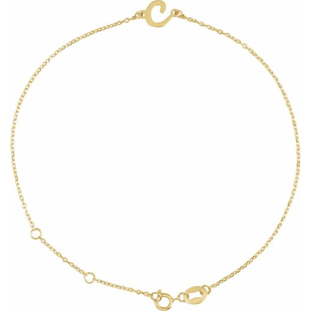 14K Yellow Initial C 6 1/2-7 1/2' Bracelet