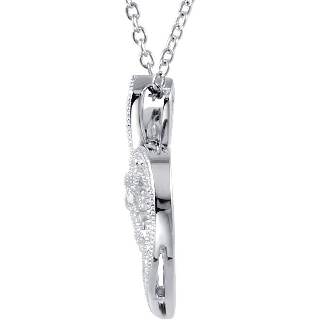 Sterling Silver .06 CTW Natural Diamond Heart 18' Necklace