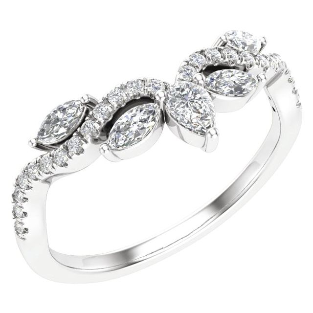 14k White 1/2 Ctw Lab-grown Diamond Contour Band
