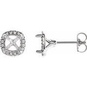 14K White 4x4 mm Square 1/10 CTW Lab-Grown Diamond Semi-Set French-Set Earrings