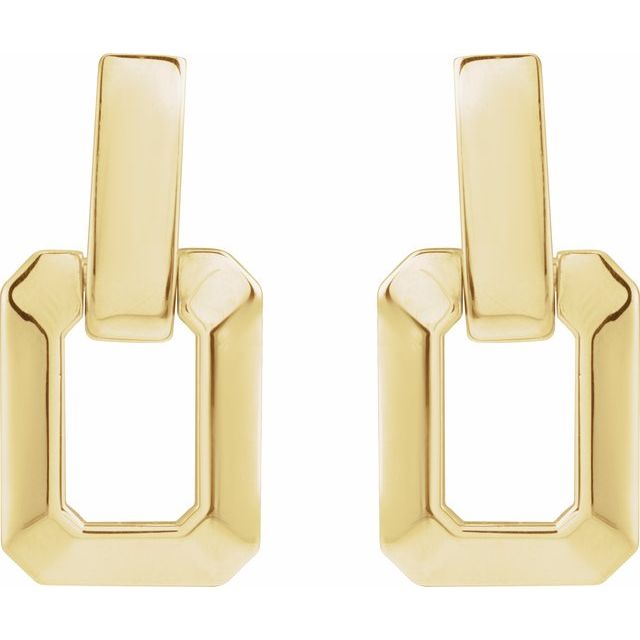 14K Yellow Geometric Drop Earrings