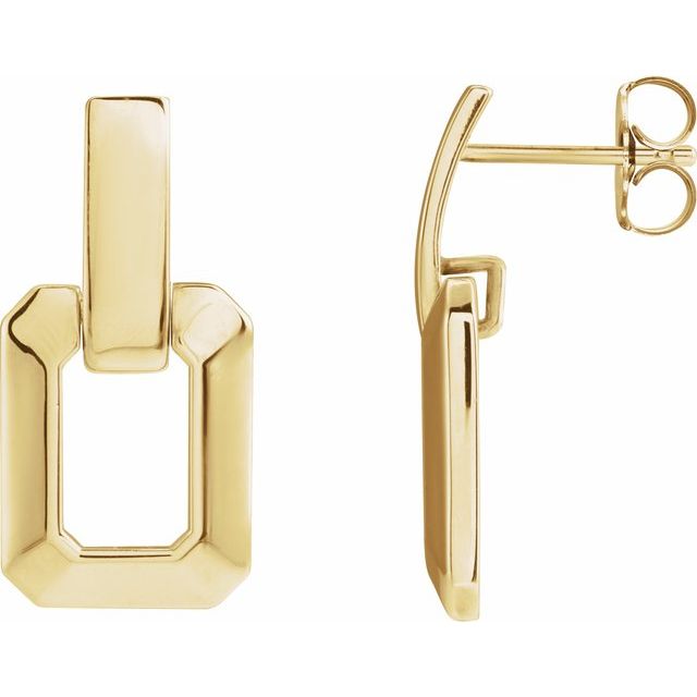 14K Yellow Geometric Drop Earrings