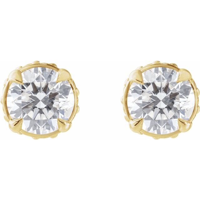 14K Yellow 9/10 CTW Natural Diamond Hidden Halo Earrings