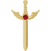 14K Yellow Natural Ruby Dagger Pendant