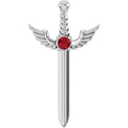 14k White Natural Ruby Dagger Pendant