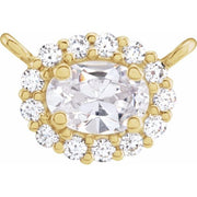 14K Yellow 3/8 CTW Natural Diamond Halo-Style Necklace Center