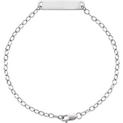 14K White Engravable Bar 7' Bracelet