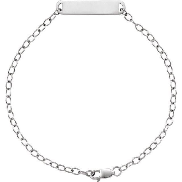 14K White Engravable Bar 7' Bracelet