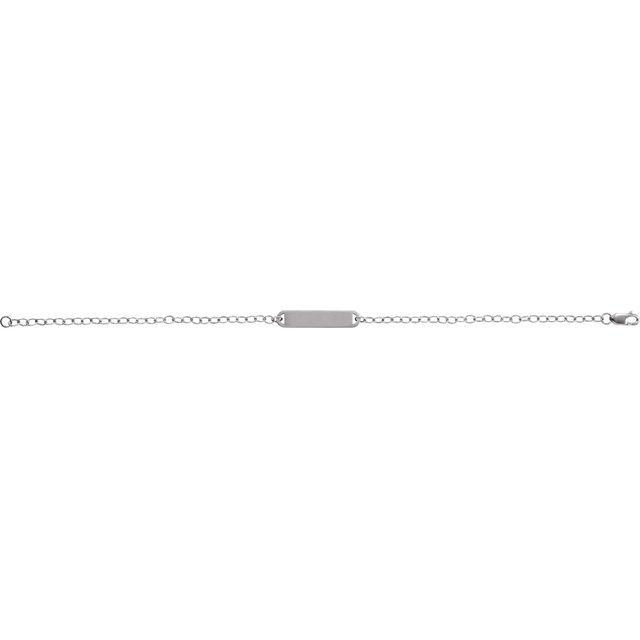 14K White Engravable Bar 7' Bracelet