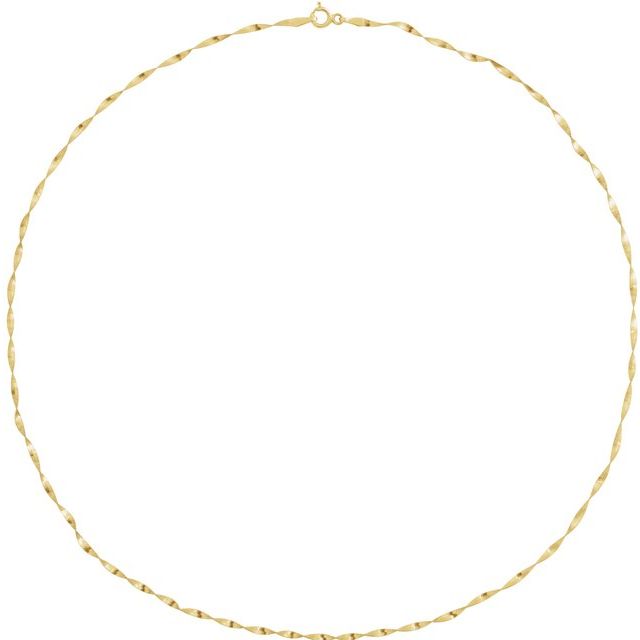 14K Yellow 1.6 mm Twisted Herringbone 7' Chain