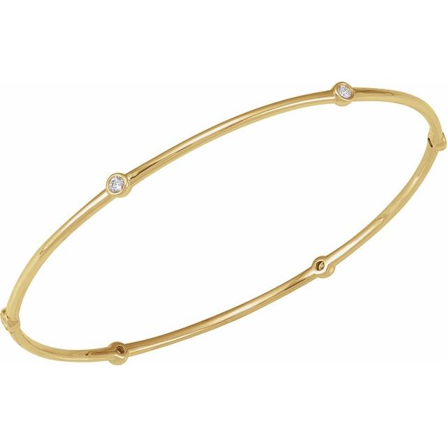 14k Yellow 1/4 Ctw Natural Diamond Bezel-set Bangle 8' Bracelet
