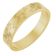 14K Yellow 4 mm Rose Pattern Band Size 8