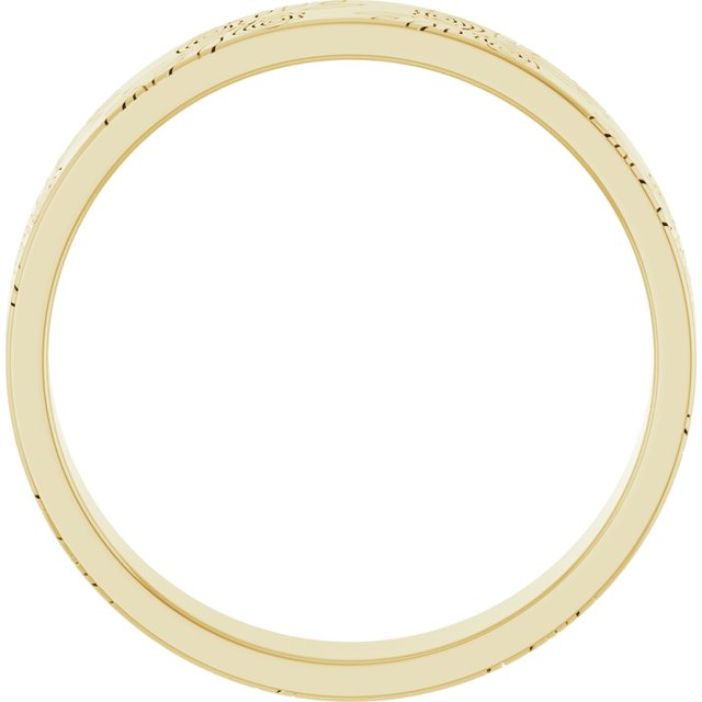 14K Yellow 4 mm Rose Pattern Band Size 8