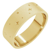 14K Yellow 7 mm Star Band with Glass Blast Finish Size 7
