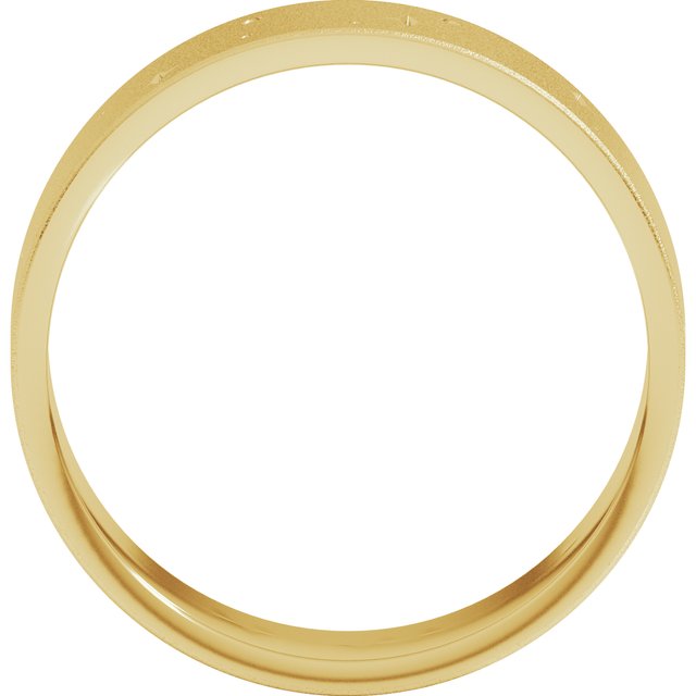 14K Yellow 7 mm Star Band with Glass Blast Finish Size 10