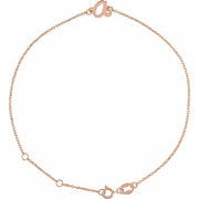 14K Rose Initial A 6 1/2-7 1/2' Bracelet