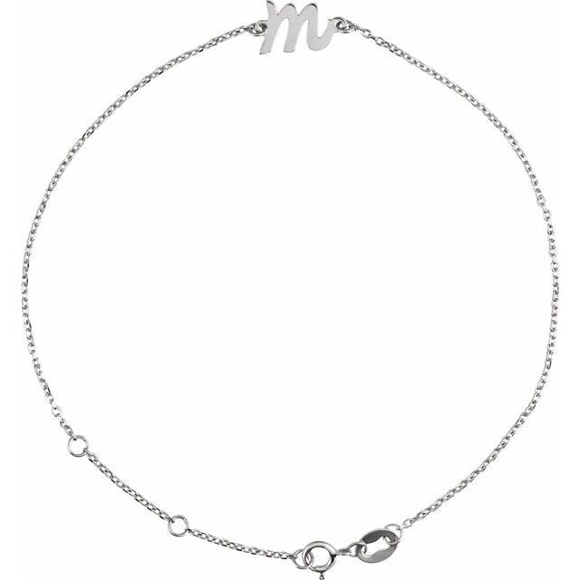 14K White Initial M 6 1/2-7 1/2' Bracelet