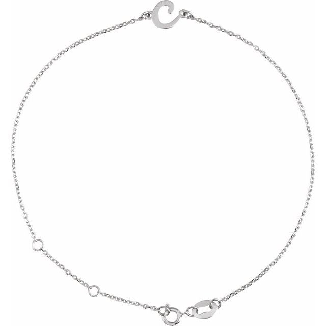 14K White Initial C 6 1/2-7 1/2' Bracelet