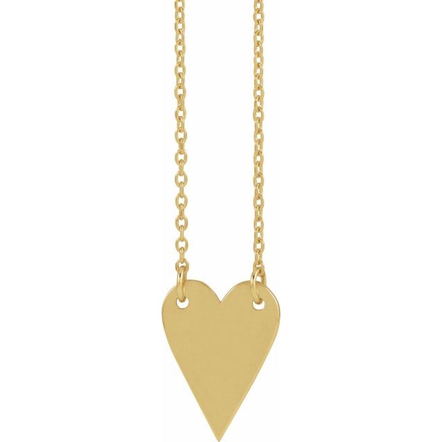 14K Yellow Engravable Heart 18' Necklace