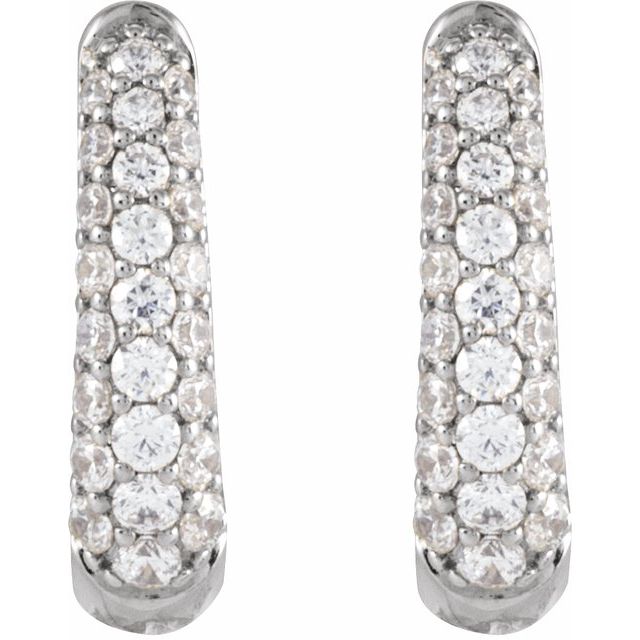 14K White 1/2 CTW Natural Diamond Hoop Earrings