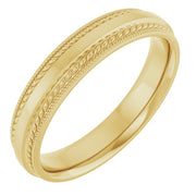 14K Yellow 4 mm Rope & Milgrain Edge Band Size 7