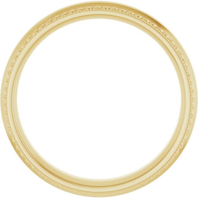 14K Yellow 4 mm Rope & Milgrain Edge Band Size 7