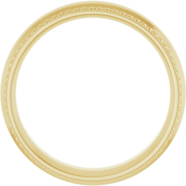 14K Yellow 5 mm Rope & Milgrain Edge Band Size 10