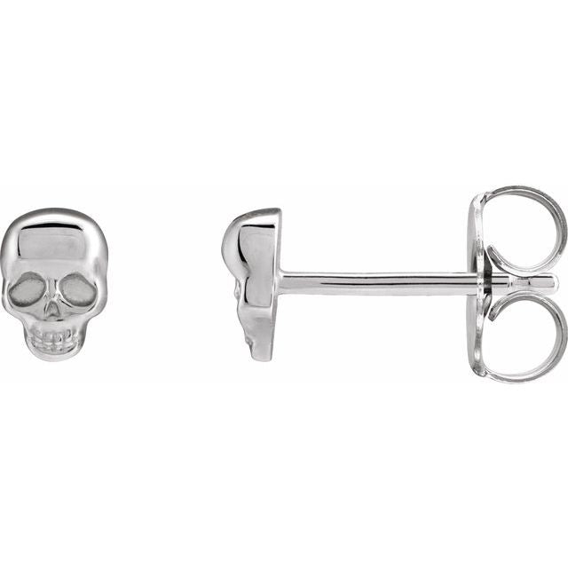 14K White Skull Earrings