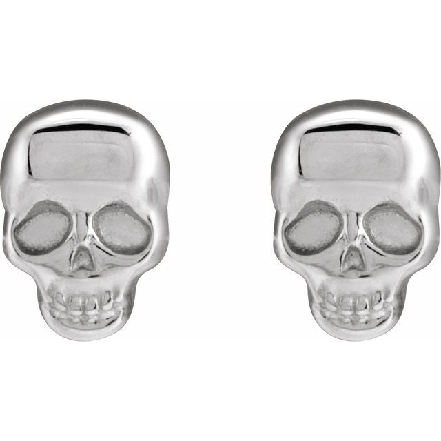 14K White Skull Earrings