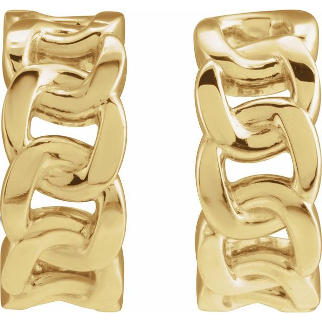 14K Yellow Chain Link 12 mm Hoop Earrings