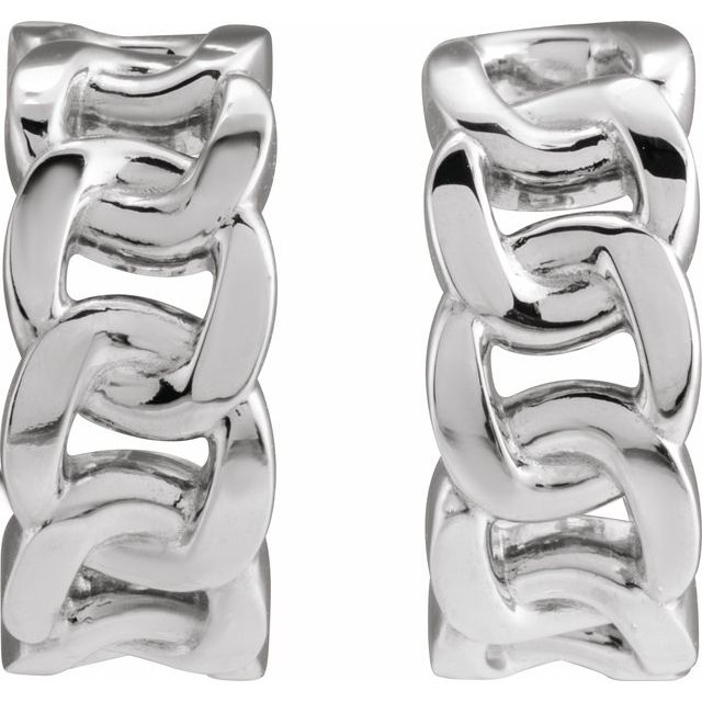 Sterling Silver Chain Link 12 mm Hoop Earrings