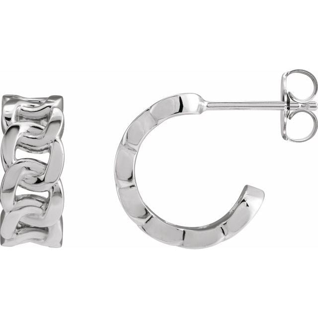 Sterling Silver Chain Link 12 mm Hoop Earrings