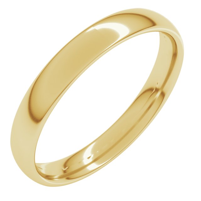 14K Yellow 3.5 mm Comfort-Fit Lightweight European-Style Band Size 10