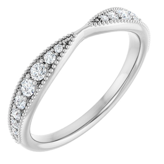 14k White 1/4 Ctw Natural Diamond Contour Band