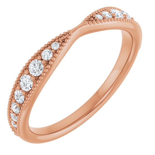 14k Rose 1/4 Ctw Natural Diamond Contour Band