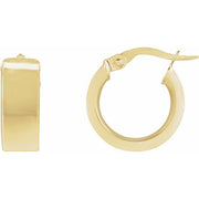 14K Yellow Flat Tube 10 mm Hoop Earrings