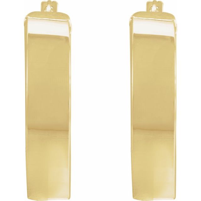 14K Yellow Flat Tube 23 mm Hoop Earrings