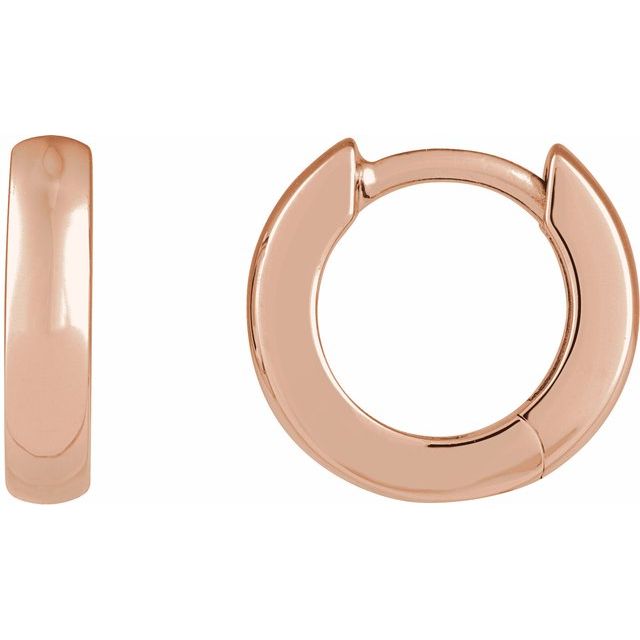 14K Rose Hinged 12 mm Hoop Earrings