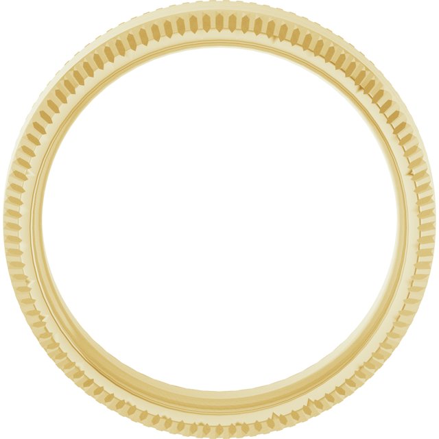 14K Yellow 6 mm Beveled Edge Pattern Band Size 10