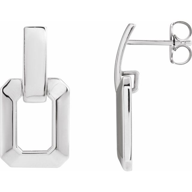 Sterling Silver Geometric Drop Earrings