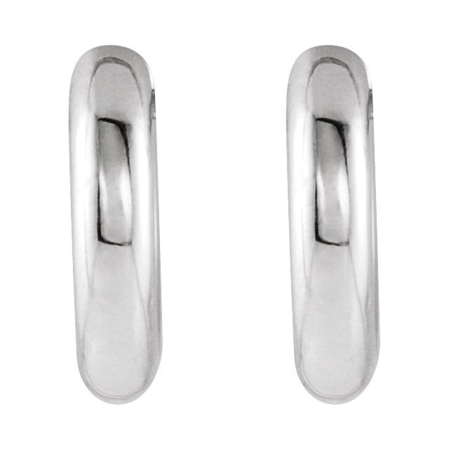 14K White Hinged 12 mm Hoop Earrings